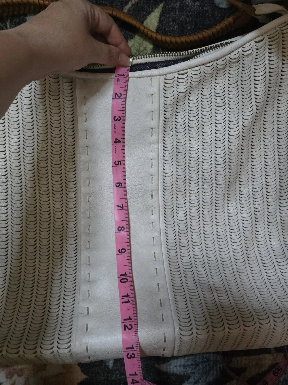 Free People Large Cream Vegan Leather Shoulder Bag with Crossbody Strap